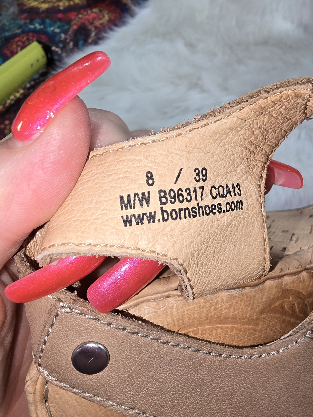 Born Womens Leather Wedge Cork-wrapped Strappy Sandals - Picture 12 of 14